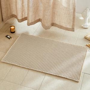 TYUU Pale Beige Bathroom Rug, Waffle Bath Mat Non Slip Washable Super Absorbent Quick Dry Boho Farmhouse Bathroom Decor, 36''x24'' Pale Beige