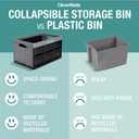 CleverMade Collapsible Storage Bins 32L 3 Pack Heavy Duty Foldable Storage Bins with Built-In Handles for Garage Storage and Home Organization - Ocean