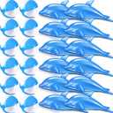 Realspring 24 Pcs Beach Balls Inflatable Dolphin Party Favors Set with 20'' Dolphin Pool Float and 16'' Blow up Pool Balls Bulk for Summer Beach Swimming Party Decorations (Blue)