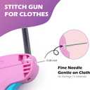 Stitch Gun for Clothes, Stitchy Quick Clothing Fixer, Micro Tagging Gun for Clothing, Mini Sticky Sewing Gun, Stitch Fix Gun, Includes 6 Needles, 1 Scissors, 2000 Black & 2000 White Fasteners, Pink Blue