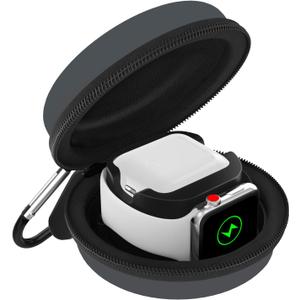 MoKo Storage Box Compatible with Apple Watch Series 11/10/9/8/7/6/5/4/3/2/1/SE3/SE2/SE, Portable Protective Travel Bag Fit iWatch 38mm 40mm 41mm 42mm 44mm 45mm 46mm Airpods Pro/3/2/1, Space Gray