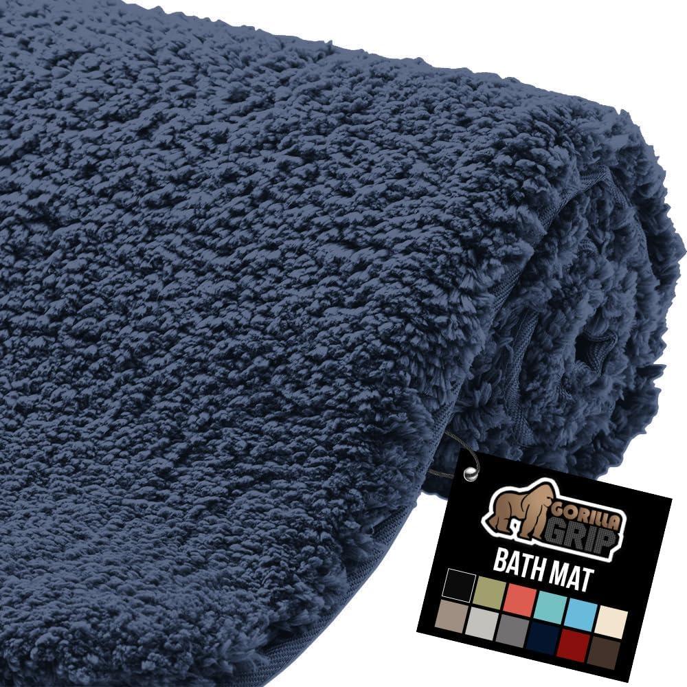 GORILLA GRIP Premium Luxury Bath Rug, 60x24, Absorbent, Soft, Thick Shag, Plush Bathroom Mat Rugs, Machine Washable, Microfiber Quick Dry, Mats for Shower, Bathtub and Floor Accessories, Indigo