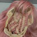 Pink Wig With Bangs Long Wavy Wigs for Women 26 Inch Curly Wavy Wig With Bangs Natural Looking Synthetic Heat Resistant Fiber Wig for Daily Party Use