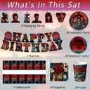 88PCS Birthday Party Full Supplies Kit：1 Banner + 6 Hanging Swirls + 20 (9-inch) Plates + 20 (7-inch) Plates + 20 Napkins + 20 Cups + 1 Tablecloth