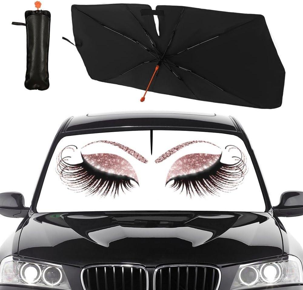 Socira Gorgeous Eyelash Car Windshield Sun Shade Umbrella Foldable Sunshade for Front Window Auto Windshield Sunshade Protect from Sun Rays Heat 57'' X 30'' Fits Most Cars Trucks & Suvs