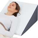 Bed Wedge Pillow for Sleeping, 12" 24" 24" Triangle Cooling Memory Foam Top, Elevated Support Wedge Pillow - Removable Washable Cover (Gray White)