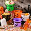 Qilery 12 Pcs Halloween Plastic Pumpkin Buckets with Handle, Multicolor, 7.09 x 5.91 x 5.91 inches (EXP 08/20/26)
