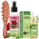 Rose Water for Hair Loc Spray Refreshing for Locs Rose Water Hair Scalp Moisturizer Hydrating Dreadlock | Loc Brush for Dreads Comfortable Massage Wide Tooth Comb & Rosemary Oil for Hair Growth Set