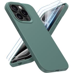 for iPhone 15 Pro Case Liquid Silicone Slim Shockproof Protective Cover 6.1 Inch Anti-Scratch Drop Protection,Forest Green