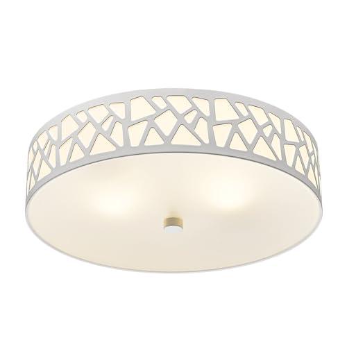 VICNIE 2-Light Flush Mount Ceiling Light, 12 inch Modern Ceiling Light Fixture with White Metal and Frosted Glass Shade for Hallway, Kitchen, Bedroom