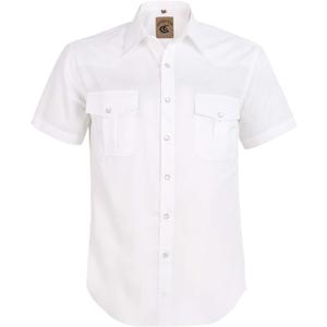 Mens Western Cowboy Pearl Snap Short Sleeve Casual Two Pockets Work Solid Derss Button Up Wrinkle Free Shirts L