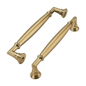 khtumeware 2 Pack 5 Inch(128mm) Brushed Brass Cabinet Pulls Heavy Duty Solid Warm Brass Cabinet Handles Kitchen Brushed Gold Cabinet Hardware for Cupboard Drawer Handles