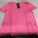 Agnes Urban Womens Tops Dressy Casual Short Sleeve Shirts Summer Loose T Shirts Trendy Tops Pleated Tunic Blouses RoseRed Size Large