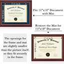 15x18 Diploma Frames with 11x14 Blue Mat Display Documents 11 x 14 or 15 x 18 without Mat, 14x11 Cherry Red Frame for Wall Mounting