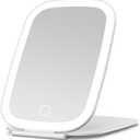 Rechargeable Travel Makeup Mirror with LED Light, Portable Light up Mirror, 3 Lighting Modes, 7x5 Inch Foldable Vanity Mirror for Desk or On The Go (White)