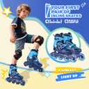 2PM SPORTS Inline Skates for Kids Girls Boys Ages 4-8 6-12 with Light Up Wheels, Adjustable Kids Roller Skates Blades for Youths Beginners