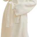 Soft Plush Hooded Robe, Cozy Warm Loungewear Bathrobe with Pockets for Women (Large, Cream)