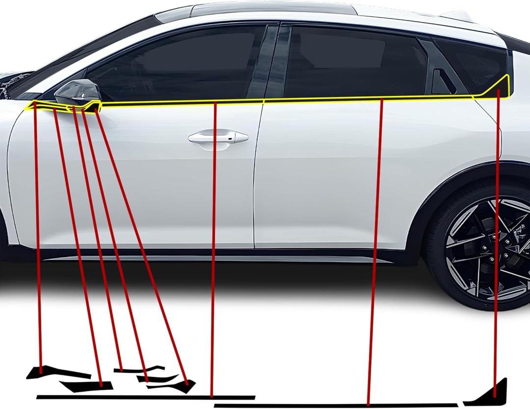 BOGAR TECH DESIGNS for Kia K4 GT Line 2025-2026 Side Window Chrome Delete  Precut Vinyl Trim Overlay, Gloss Black Blackout Appearance