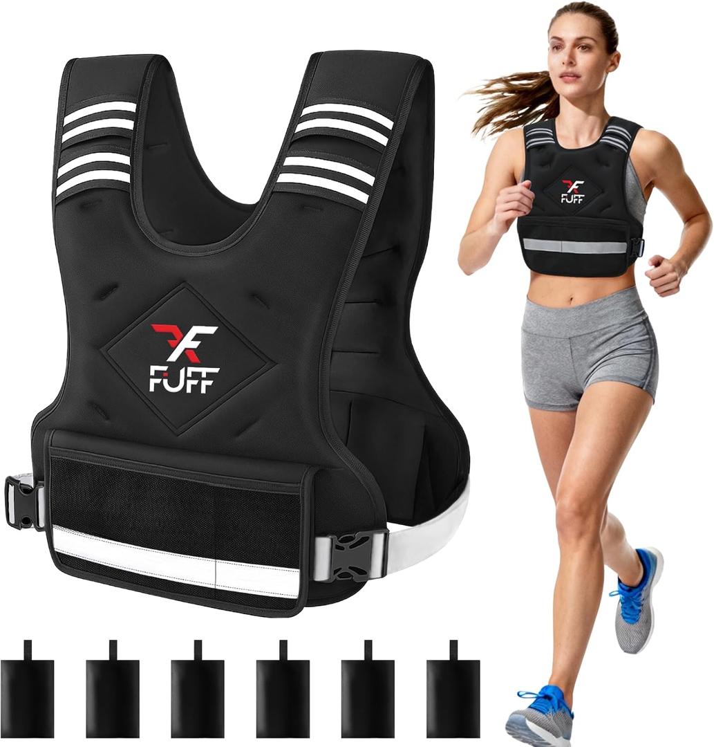 FUFF Weighted Vest Woman, 4-10/11-20/20-32 Lb Adjustable Weight Vest for Women Men, Female Strength Training Body Vest for Walking Exercise Running Workout (Black)