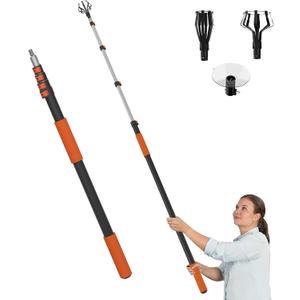 LAANPOLE 26FT Reach Light Bulb Changer for High Ceilings, Light Bulb Changer with Baskets and Suction Cup for Recessed Lights with 5-20FT Telescoping Extension Pole