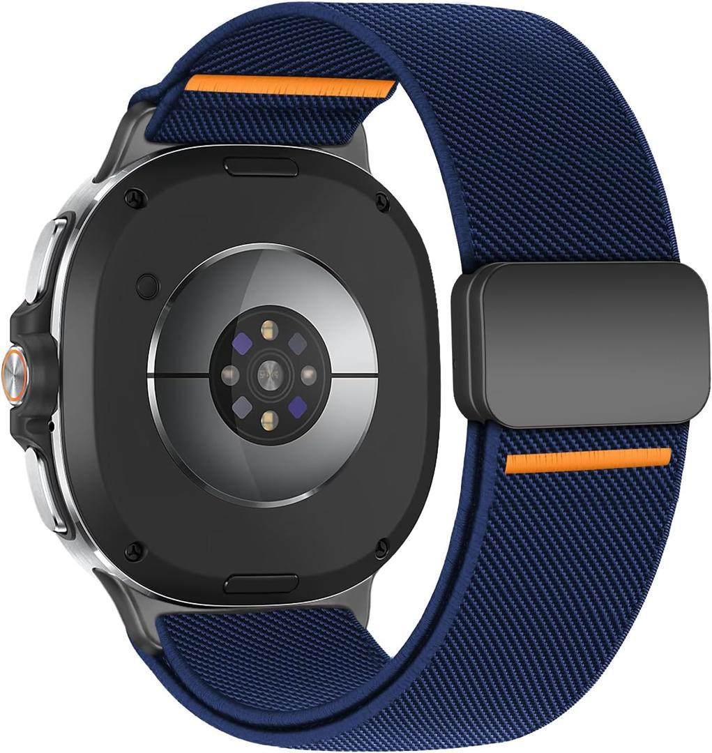 Magnetic Elastic Bands Compatible for Samsung Galaxy Watch 8 Band 40mm 44mm/Galaxy Watch 8 Classic 46mm,Soft Fabric Strap Stretchy Nylon Sport Wristband for Galaxy Watch 8/Classic for Men Women (05-Navy Noir)