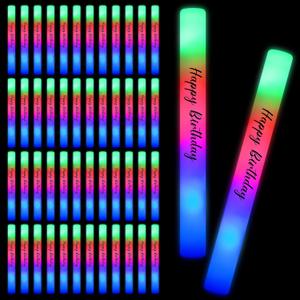 50 Pack Wedding Glow Sticks for Reception LED Foam Light up Sticks Light Stick Bulk with 3 Modes Colorful Flashing for Wedding Send Off Party Favors, Dance Floor, Birthday