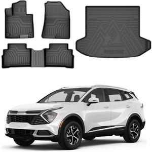 Powerty Floor Mats & Cargo Liner for 2023 2024 2025 Kia Sportage Accessories Floor Mats 2 Row Liner Set All Weather TPE 3D Floor Liners&Rear Cargo Mat (Kia Sportage 2023-2025)