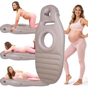 Inflatable Pregnancy Pillow for Stomach Sleep, Maternity Mattress with Belly & Head Hole Relieves Back & Hip Pain, Portable with Electric Pump, Gray
