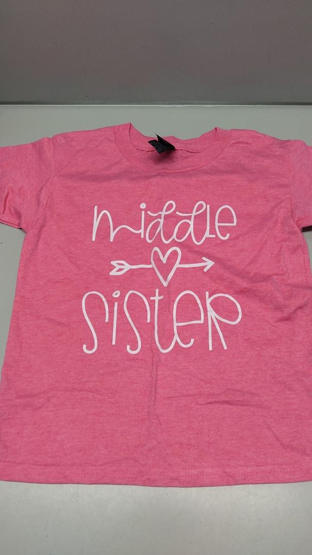 Big Sister Middle Sister Little Sister Toddler Girl Matching T-Shirt Size XS