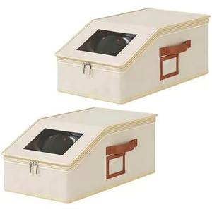 GDGZJJD Hat Storage Box Organizer, 2-Pack, Stackable with Clear Windows, Holds 30 Baseball Caps, Beige