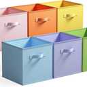 GRANNY SAYS 13 Inch Cube Storage Bins, Colorful Cube Storage Organizer, Fabric Storage Bins, Storage Cubes for Shelves, Closet, Toy Storage Bins for Kids Room, Play Room, Colour, 6-Pack