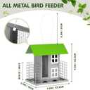 Metal Bird Feeders for Outdoors Wild Bird Feed with 2 Suet Cage Cake Squirrel Proof Hanging Feeder Large Capacity Wild Bird Feeder Easy Clean&Anti-Rust Attracting Birdhouse Green