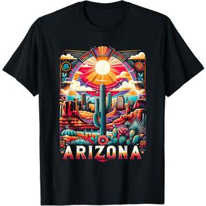 Arizona State Shirt AZ Retro Desert Cactus Family Vacation T-Shirt, Size L