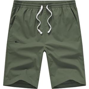 Men's Casual Shorts Drawstring Elastic Waist Summer Short Shorts Loose Fit 9 inch