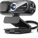 1080P HD Webcam with Microphone, Noise Cancellation, Privacy Cover, Wide-Angle Lens, Auto Light Correction, Plug & Play USB Webcam for Laptop, Desktop, PC, Mac, Zoom, Skype, Streaming (Black)