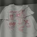 QJQ Girl's Cute Graphic T Shirts Short Sleeve Crewneck Tees Summer Trendy Preppy Tops Clothes Pink Bow 9 Years