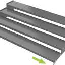 Expandable 4-Tier Step Spice Rack Organizer for Kitchen Cabinet Modern Design and Non Skid Space Saving Storage Shelf for Countertop Cabinets Pantry (1Pack/Gun-Grey)