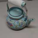 2.6 Quart Floral Enamel Tea Kettle, Vintage Enameled Teapot Stovetop, Enamel on Steel Water Coffee Tea Pot with Ceramic Handle, Colorful Hot Water Kettle for Home Kitchen Decor, No Whistling