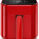 Simple Deluxe 8-in-1 Air Fryer 3 Qt, Digital Preset Airfryer with Overheat Protection and Auto Shut-Off, Nonstick and Dishwasher-Safe Basket for Fries, Bake, Roast, 60-Min Timer, Max 400F, 800W, Red, 3.17 QT