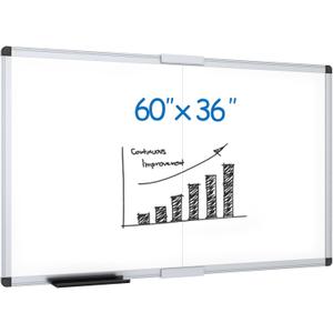 VIZ-PRO Magnetic Dry Erase Board, 60 X 36 Inches, Foldable Wall-Mounted Whiteboard with Silver Aluminum Frame & Marker Tray for School Office and Home 5' X 3'