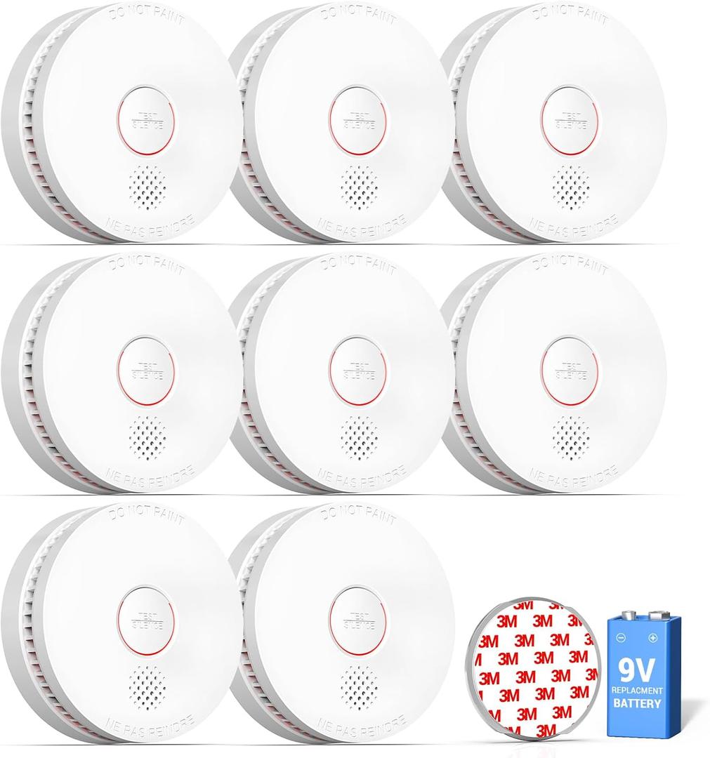 SITERWELL Smoke Detector, 10 Year Product Life Fire Alarm with Magnetic Fastening Kit, Smoke Alarm with Photoelectric Sensor and Low Battery Warning Function for House, ETL-9th Listed, GS509A, 8 Pack