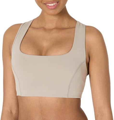 Amazon Essentials Women's Active FormFlex Buttery Soft Light Support Square Neck Racerback Sports Bra, Size: L