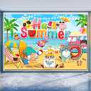 Hello Summer Banner, 71" X 43" Gnome Summer Banner Summer Party Decorations for Outside Indoor, Summer Decorations Banner for Beach Summer Decorations Summer Decorations for Home Office
