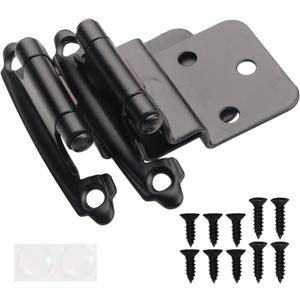 DecoBasics 3/8" Inset Cabinet Hinges Black (10 Pair -20 Pcs) Offset Self Closing Matte Black Cabinet Hinges for Kitchen Cabinets w/Bumpers & Upgraded Screws