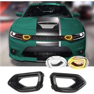 Grille Smoke LED Lights Pig Nose Fit for 2015 2016 2017 2018 2019 2020 Dodge Charger SRT Scat Pack