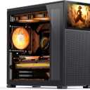 JONSBO D41 MESH SC Black ATX Computer Case with Screen, ATX PC Case Mid Tower/Support RTX 4090(335-400mm) GPU 360/280AIO,Power A-TX/SFX: 100mm-220mm Multiple Tool-Free Design,Black
