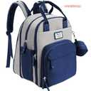 RUVALINO Diaper Bag Backpack-Multifunction Baby Travel Bag with Changing pad, Insulated Bottle Holders & Pacifier Case, Large Capacity, Waterproof, Gray-Blue, 11.8x7.8x16.5 Inch