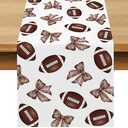Buxiuer Football Bow Table Runner Fall Tailgate Party Decorations Touchdown Rugby Sport Theme Birthday Decor Dining Room Home Kitchen Island Decor, 13 x 72 inches