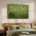 Framed Green Abstract Wall Art Decor for Living Room, 24x36 In