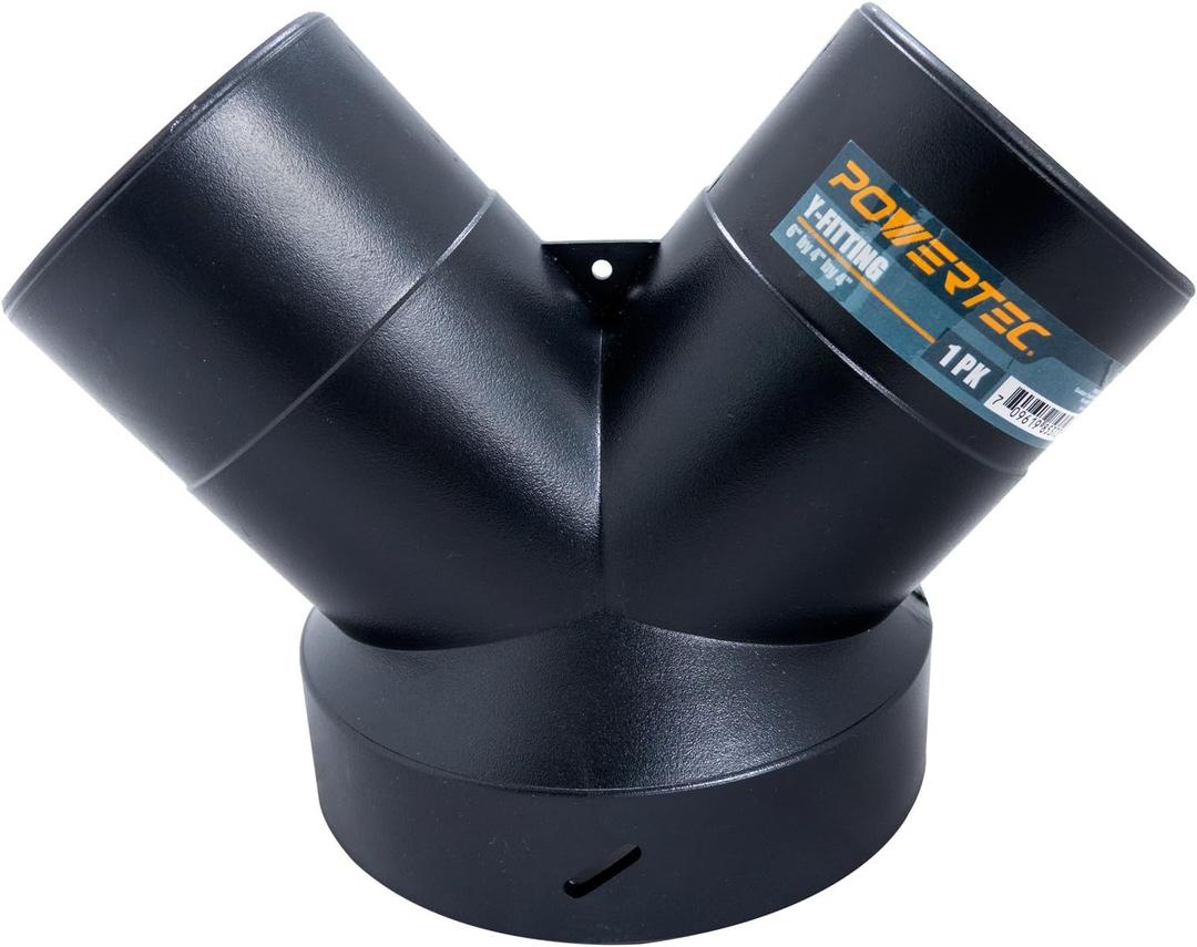 POWERTEC 70189 Dust Collector Y-Fitting | 6-Inch to 4-Inch Hose Reducer for Woodworking Dust Collection System,Black